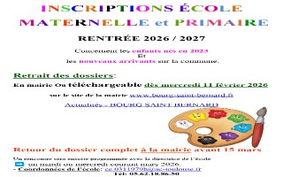 INSCRIPTIONS &Eacute;COLE MATERNELLE et PRIMAIRE